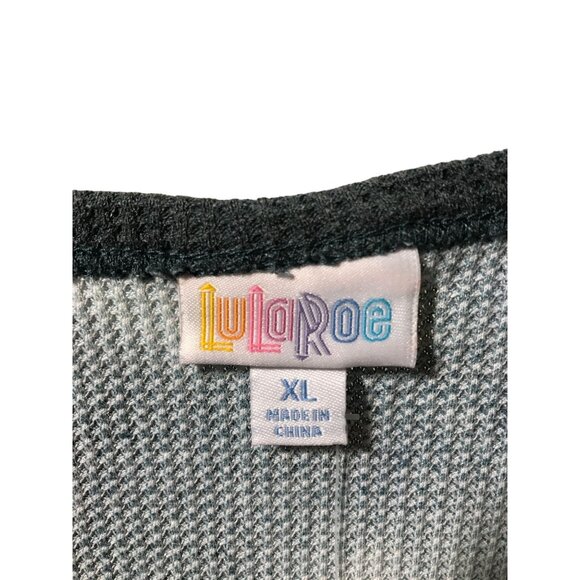 LulaRoe Teal Mint Green Tie Dye Waffler Pattern V Neck Long Sleeve Shirt- NWT - Picture 3 of 4